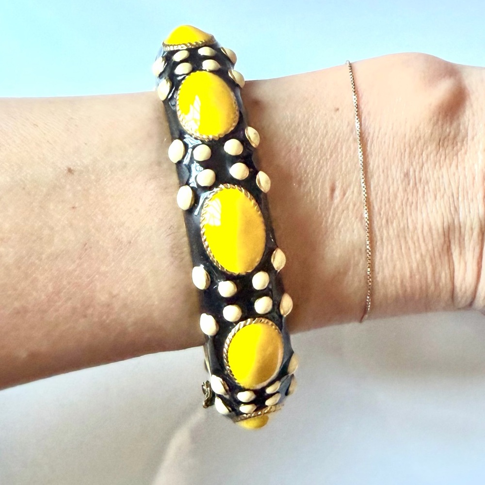 J. Crew Yellow and Black Enamel Bracelet